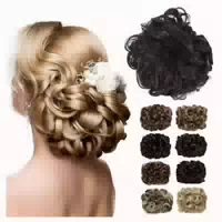 Haarteil Dutt Scrunchie Updo Lockig Braun Kämme Mittelbraun 1 st