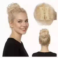 Haarteil Echthaar Messy Bun Klammer Dutt Damen #613 Gebleich 1 st