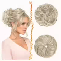 Haarteil Haargummi Dutt Extensions Mittleres Blond mit Weiße 1 st
