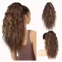 Pferdeschwanz Haarteil Kunsthaar Locken 60cm Braun Aschbraun 1 st