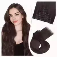 Haarteile Extensions Clip in Highlight 8pcs 45 cm #4 Dunkelb 1 st