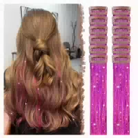 Haartinsel Clipin Haarsträhnen Glitzer 12 Stück Mädchen Rot 1 st