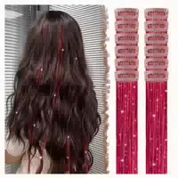 Haartinsel Clipin Haarsträhnen Glitzer 12 Stück Mädchen Rot 1 st
