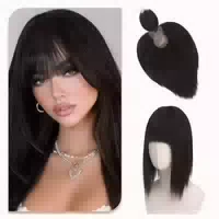 Haar Topper Frauen Clip in Pony Kopfhaut 30cm Silver Grey & 1 st