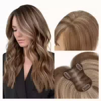 Haartopper Echthaar Frauen Clip ohne Pony 4p27 Mittelbraun D 1 st