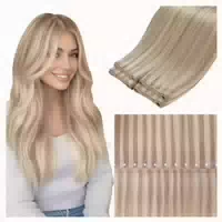 Haartressen Echthaar Blond Einnähen Doppelt 50cm 100g 4 96 W 1 st