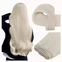 Haartressen Echthaar Einnähen Extensions Eisblond 45 cm 1 8h 1 st