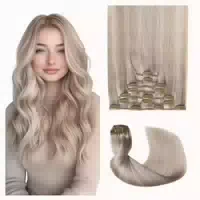 Haarverlängerung 50cm #18p1000 Aschblond Highlight Gebleicht 1 st