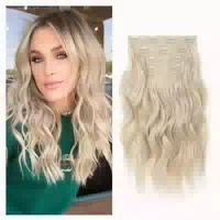 Haarverlängerung Clip in 35 cm 4pc Wellig 14 Inch Hellblond 1 st