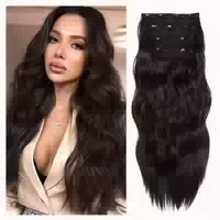 Haarverlängerung Clip Braun 20 Zoll Synthetisch 4 Stück Curl 1 st