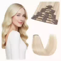Haarverlängerung Clip in Echthaar 18p613 Ascheblond Blond 25 1 st