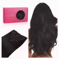 Clip in Haarverlängerungen Echthaar Remy 7 55cm #2 Dunkelste 1 st