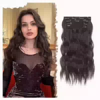 Haarverlängerung Clip in Haarteil 4pcs 40 cm 6a Dunkelbraun 1 st
