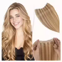 Haarverlängerung Echthaar 50 cm 70g Weissbraun Hellblond # 1 st