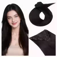 Haarverlängerung Echthaar Clip 1b Natürliches Schwarz 35cm 1 1 st