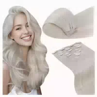 Haarverlängerung Echthaar Clip in Platinblond 105g 45cm 7pcs 1 st