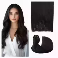 Haarverlängerung Echthaar Clip Remy 50cm #1b Natürliches Sch 1 st