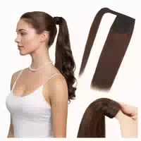 Haarverlängerung Echthaar Zopf Klett 45 cm 90g 02 Dunkel Bra 1 st