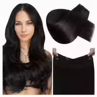 Haarverlängerung Naturhaar Schwarz 45 cm 80 g Draht 45 cm W 1 st