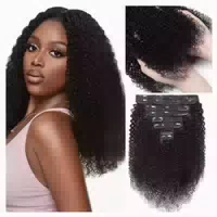 Haarverlängerungen Clip in Kinky Curly Natural Black 12zoll 1 st