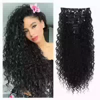 Haarverlängerungen Clip in Locken 9pcs 22 Inch Schwarz 56 cm 1 st