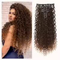 Haarverlängerungen Clip in Locken Damen Mandelbraun 56 cm Ma 1 st