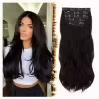 Haarverlängerungen Clip in Schwarz 50cm Natürliches Schwarz 1 st