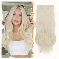 Haarverlängerungen Clip in Synthetisch 5 Platinblond Gemisch 1 st