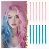 Haarverlängerungen Clipin 55cm Hellrosa 6pcs & Himmelblau 6p 1 st
