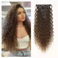 Haarverlängerungen Clipin Locken 56 cm Dunkelbraun Bis Karam 1 st