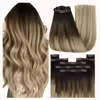 Haarverlängerungen Echthaar Clip Balayage 1 Clip 2 #2 6 24 4 1 st