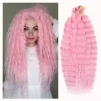 Häkelzöpfe Haarverlängerungen Tief Twist Locken 22 Zoll Rosa 1 st
