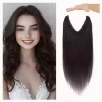 Hair Extensions Echthaar Halo 35cm 60g 1b Natürliches Schwar 1 st