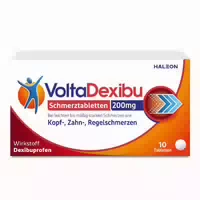 Voltadexibu Schmerztabletten, Dexibuprofen 200 Mg, Schnelle & Effektive Schmerzlinderung bei Kopfschmerzen, Zahnschmerzen, Regelschmerzen 10 st Filmtabletten