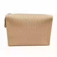 Hammann Lederwaren Kulturtasche Flecht Sand – Elegante Leder Kulturtasche aus Kalbleder
