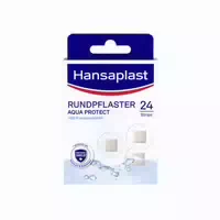 Hansaplast Aqua Protect Rundpflaster | Wundpflaster | für Empfindliche Haut | 100 % Wasserdicht | Pflaster zum Schwimmen & Baden | Extra Starke Klebkraft | Nicht Verklebende Wundauflage | Flexible & Atmungsaktiv | Transparent | 24 Stück