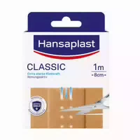 Hansaplast Classic Wundpflaster | Extra Starker Halt | Atmungsaktiv | Schützt vor 99 % der Bakterien | Zuschneidbare Wundauflage | 20 Streifen 10 cm X 8 cm