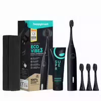 Happybrush Schallzahnbürste Eco Vibe 3 Allblack | Set
