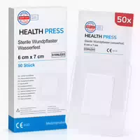 Health Press Wundpflaster Steril Wasserfest – 50 st 6x7 cm – Großes Duschpflaster für Wunden