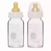 Hevea Glas Babyflasche 120 ml Weiß