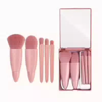 5 Teiliges Reise Makeup Pinselset mit Spiegel