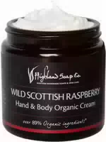 Highland Soap Organic Hand & Body Cream 120ml Wild Scottish Raspberry