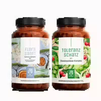 Histaminintoleranz Wohlfühl Paket: Hit Diaminoxidase & Bakterienkulturen für den Darm in einem Veganen Bundle Florasanft & Toleranzschatz Naturtreu g