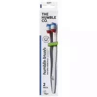 The Humble Co 2 Pflanzliche Weiße Zahnbürsten Farbe: Blau Weiß Rot