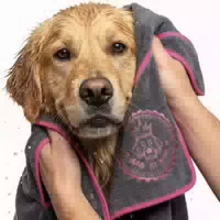 Hund Ist König Hundehandtuch Extra Saugfähig | Hunde Handtuch aus Mikrofaser mit 4 Eingriffen