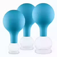 Pulox Schröpfgläser aus Echtglas mit Saugball Set Trio Klein in Blau: 25mm, 32mm, 40mm 3 st