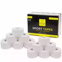 Kalahari 12 X Sporttape Extra Lang, Tapeverband Starke Haftung, Taping Sport, 100% Baumwolle Weiß