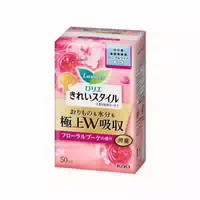 Kao Laurier Kirei Style Panty Liner Superb W Absorption Long & Wide 16cm 50pcs Floral Bouquet Scent