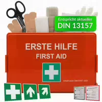 Karat Erste Hilfe Koffer Klein Din 13157 Für Kleine Betriebe Mit Wandhalterung Und 90° Stopper