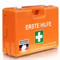 Karat Erste Hilfe Koffer Klein Din 13157 für Kleine Betriebe mit Wandhalterung und 90° Stopper